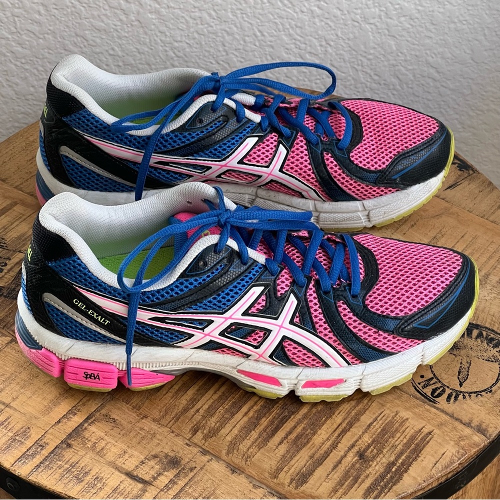 ASICS Gel Exalt Women's Pink and Blue Athletic Running Shoes Size 10